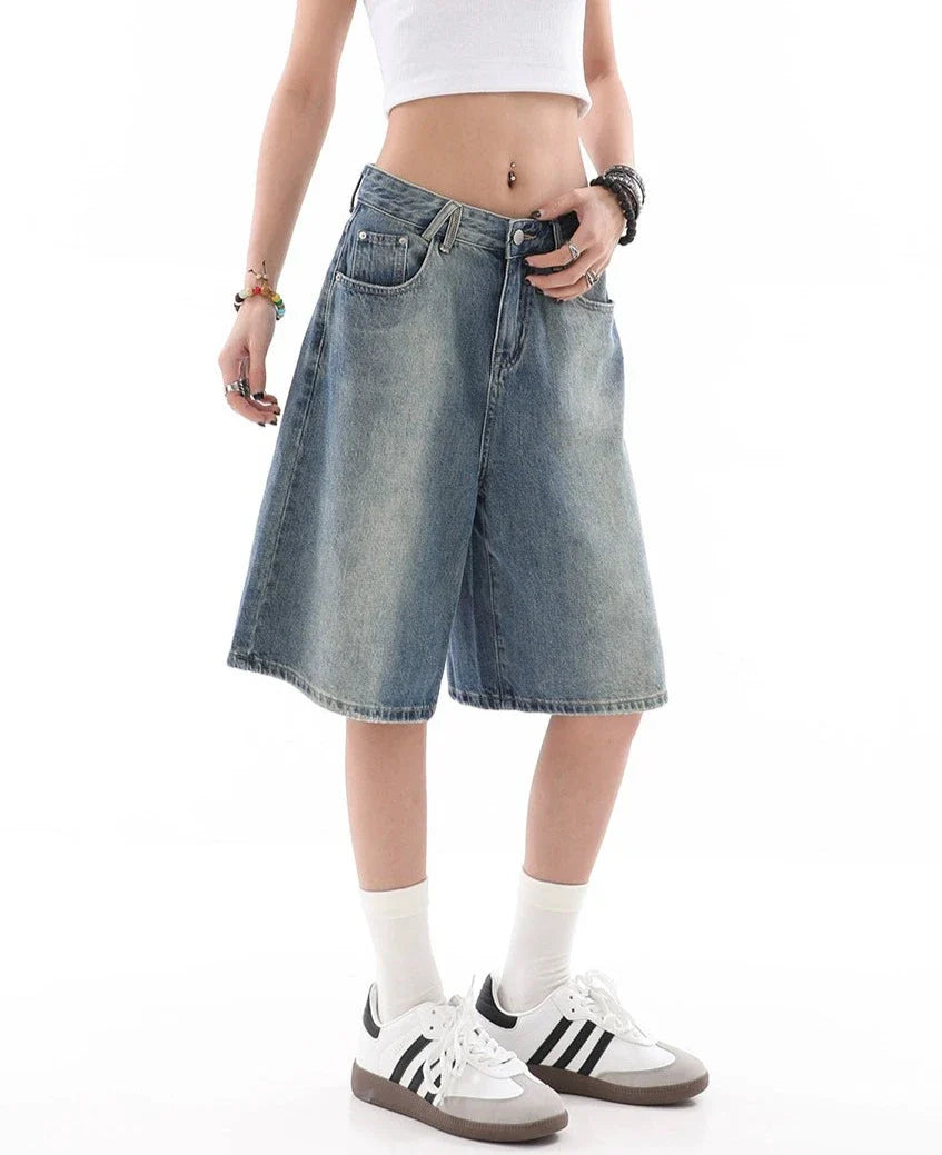 라이트워시 데님 버뮤다 culottes