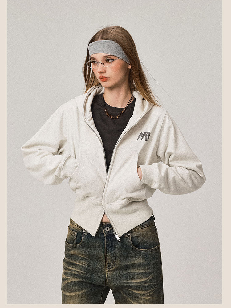 Cardigan à capuche rétro double zip