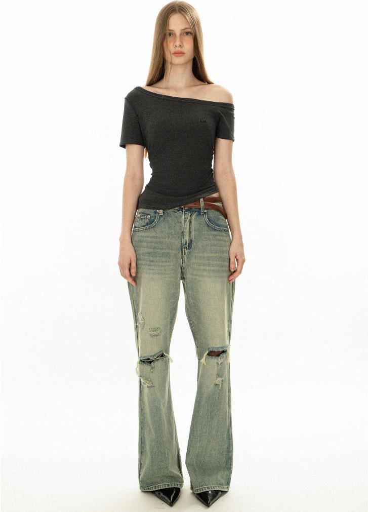 Off Shoulder Basic Dark Top