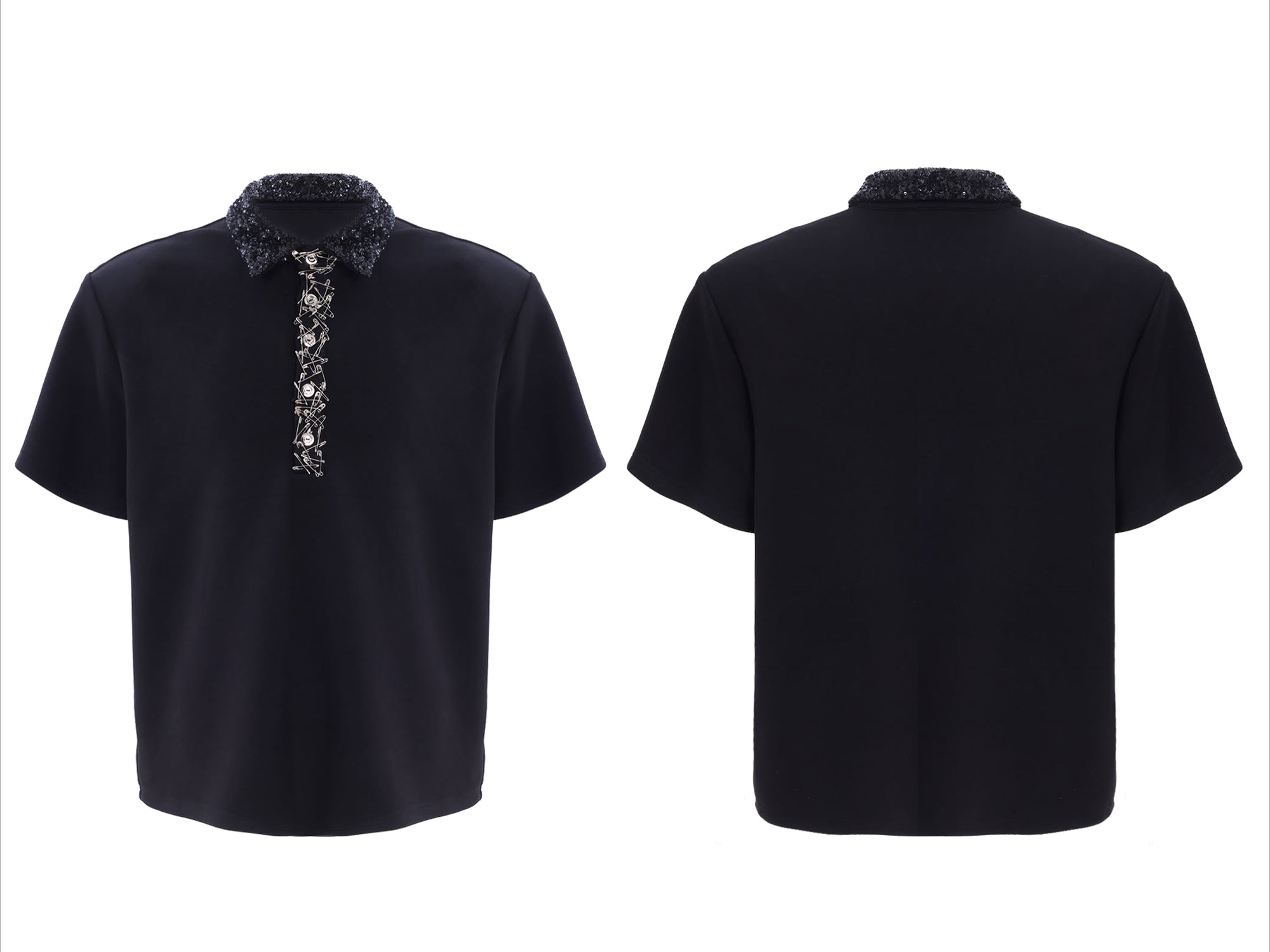 Grey Cotton Polo Shirt Short Sleeve
