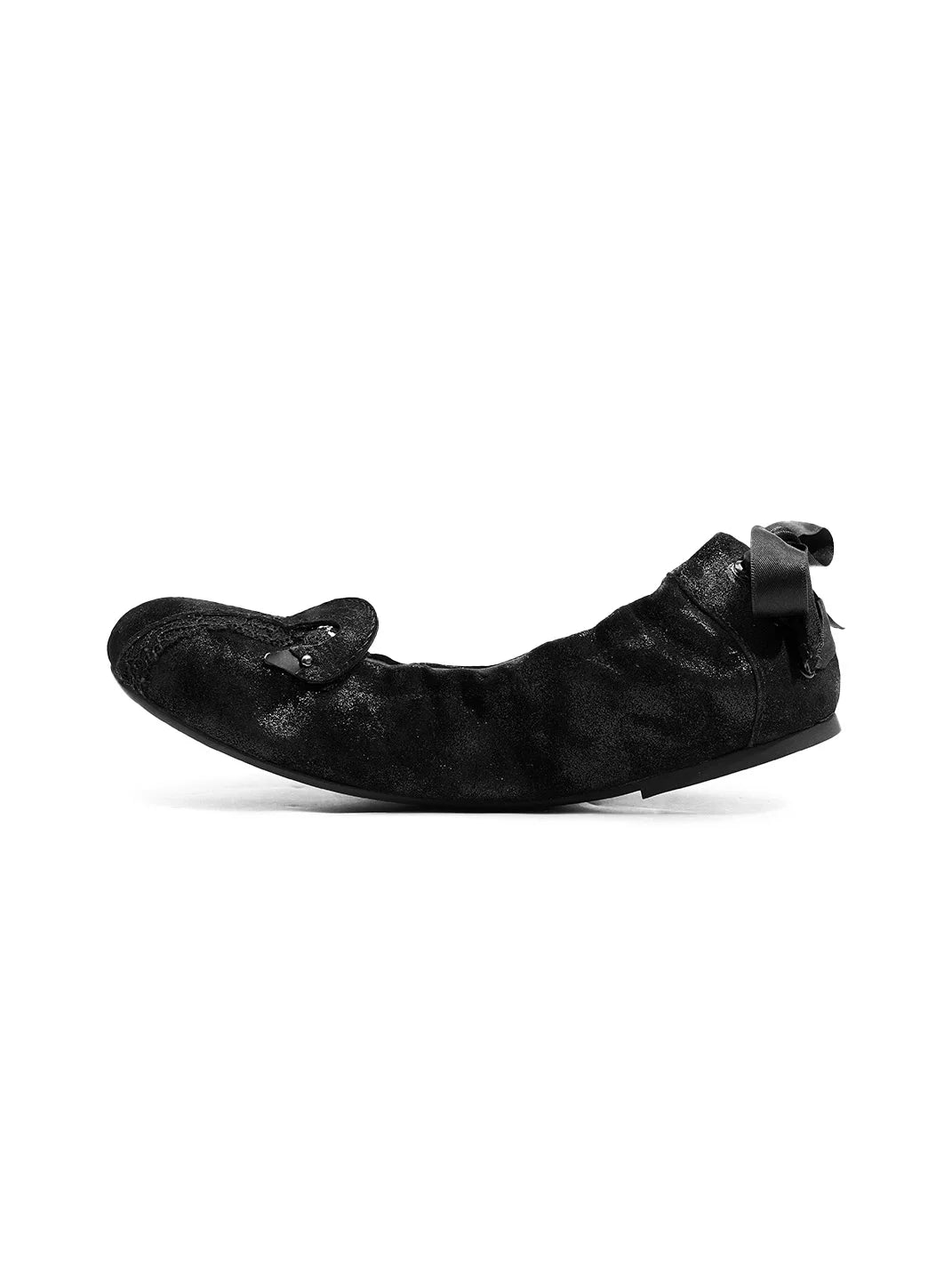 Swan-Lace Textured Lambskin Bow Ballet Flats - view 1