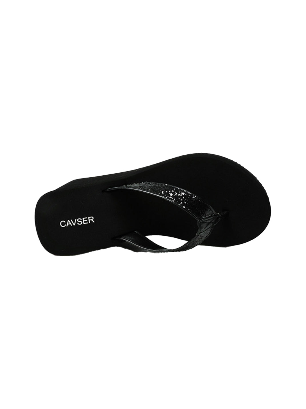 Black Toe-Ring Platform Wedge Flip-Flops - View 6