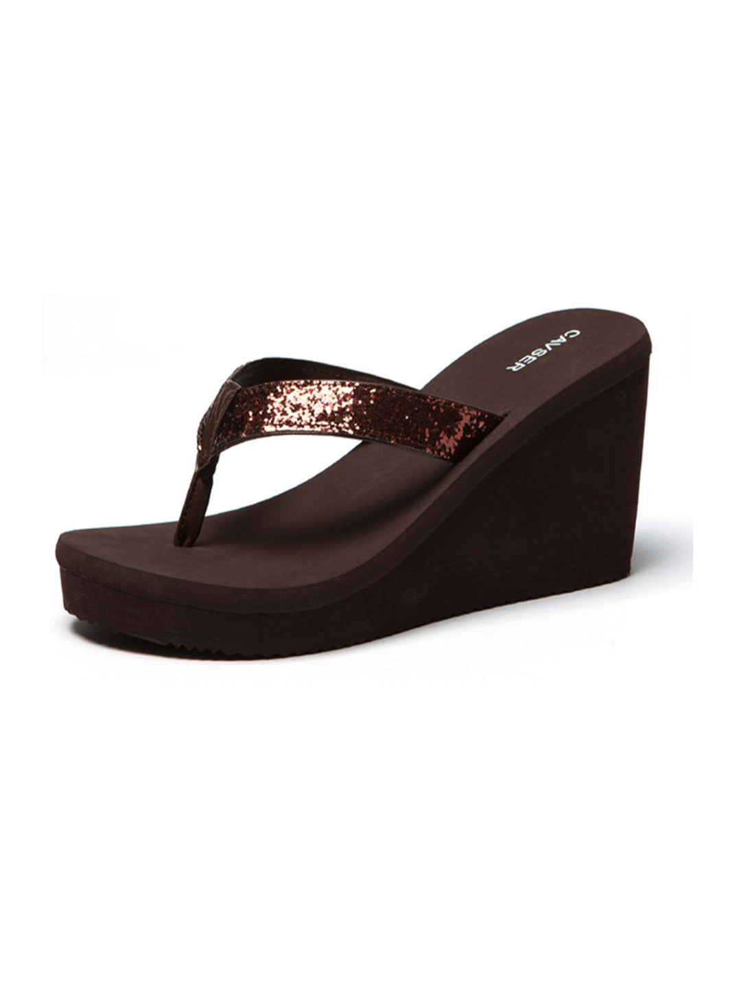 Black Toe-Ring Platform Wedge Flip-Flops - View 13