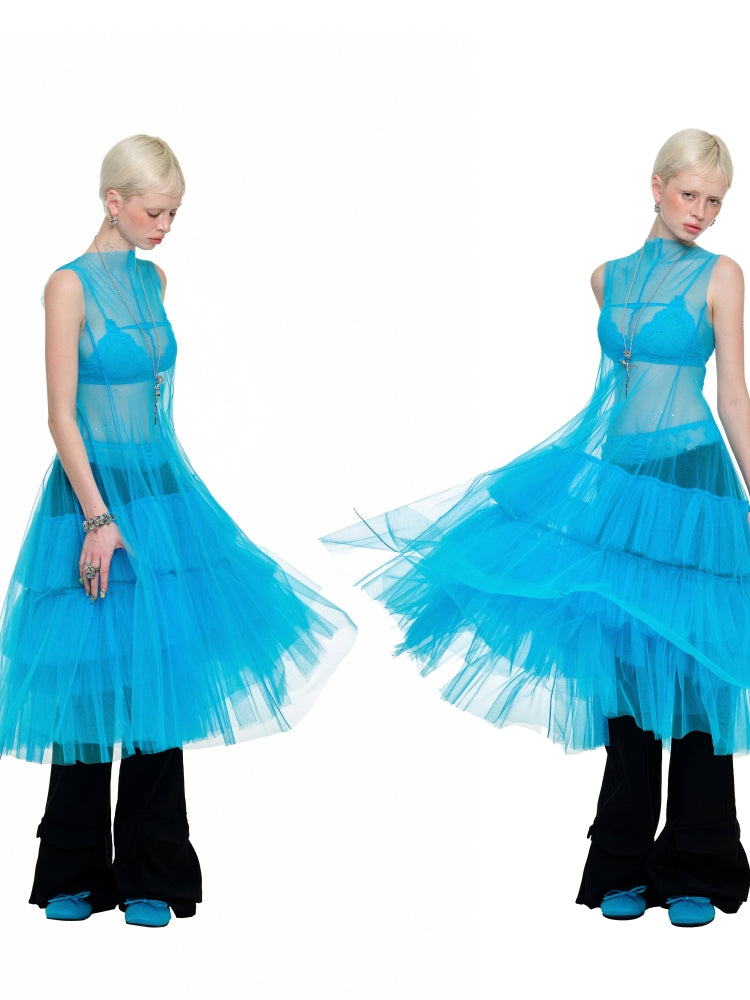 Sheer Tulle Tiered Dress