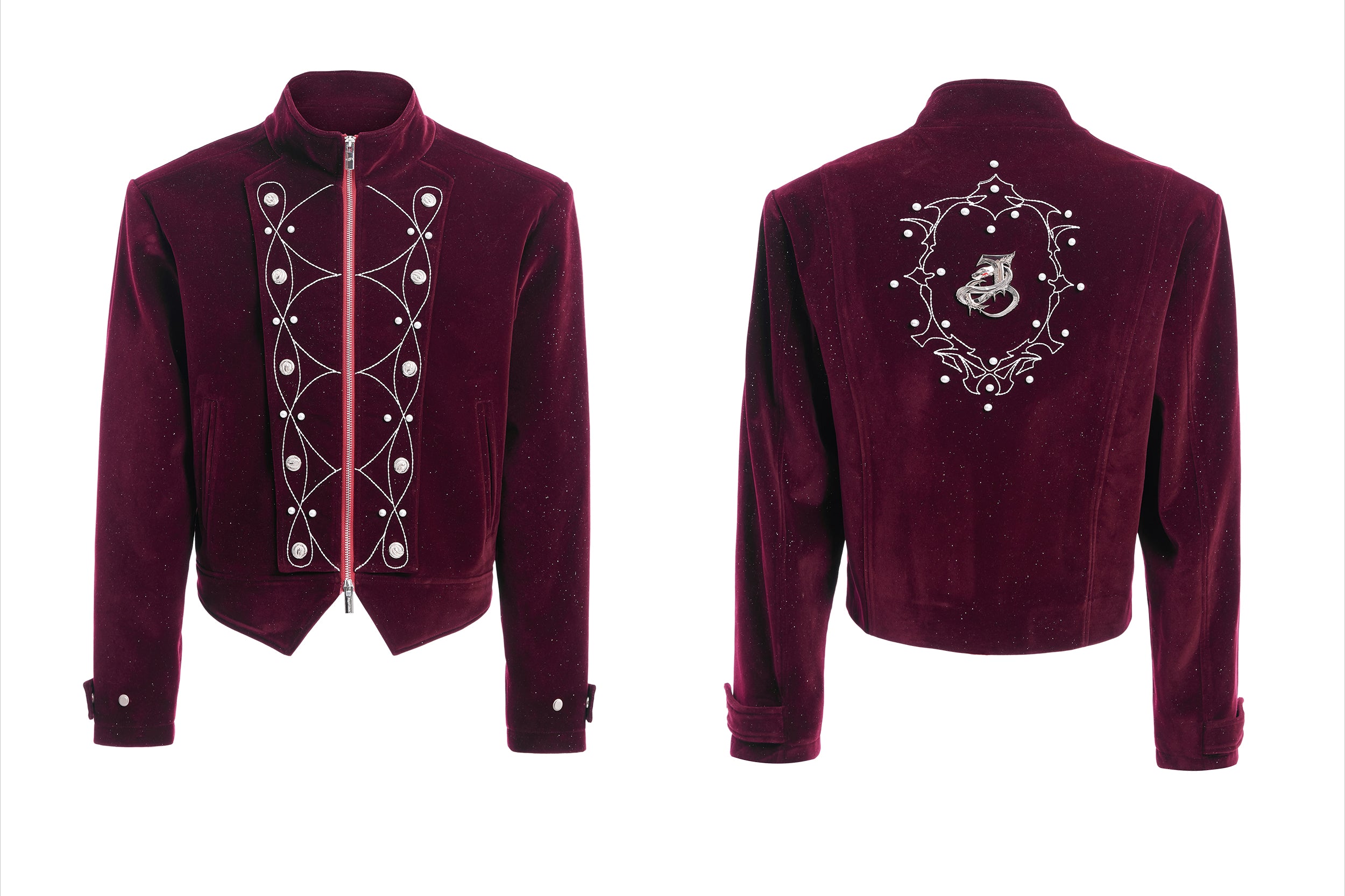 Royal Velvet Chain Military Jacket