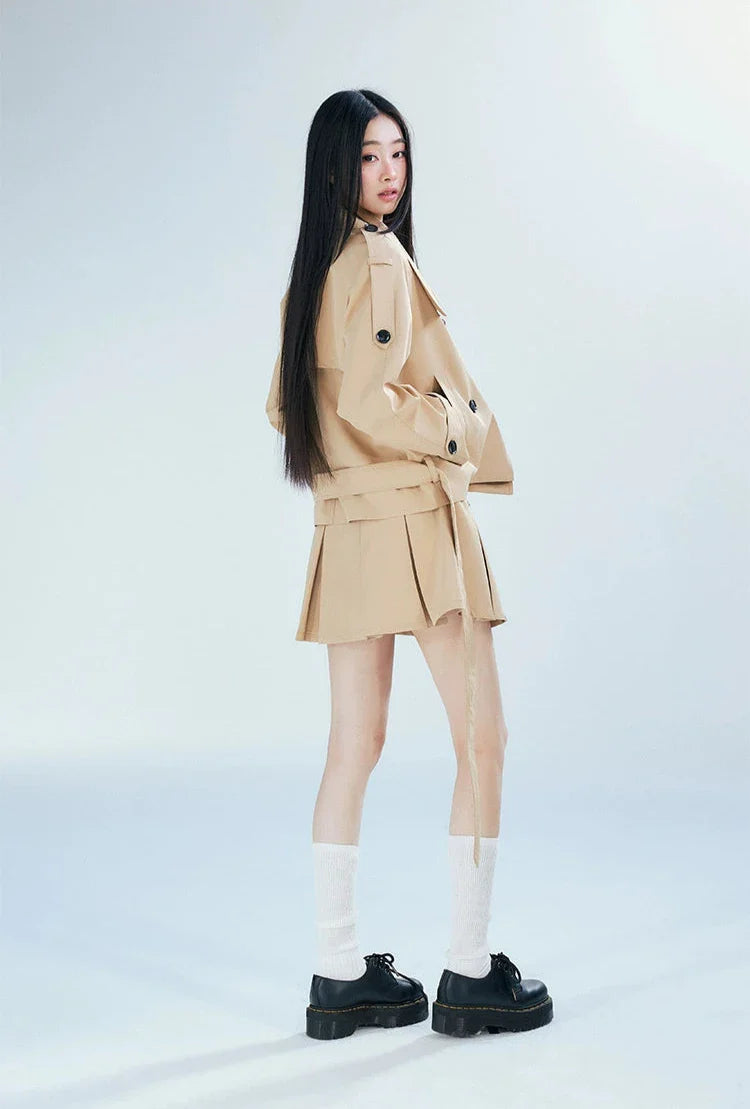 Double-Breasted Belted Trench Coat