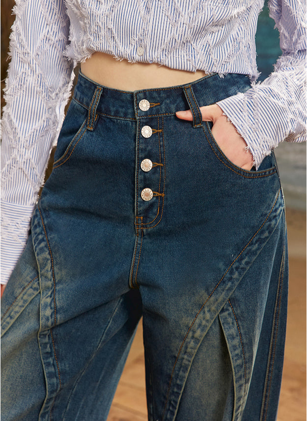 American Retro Patchwork Jeans