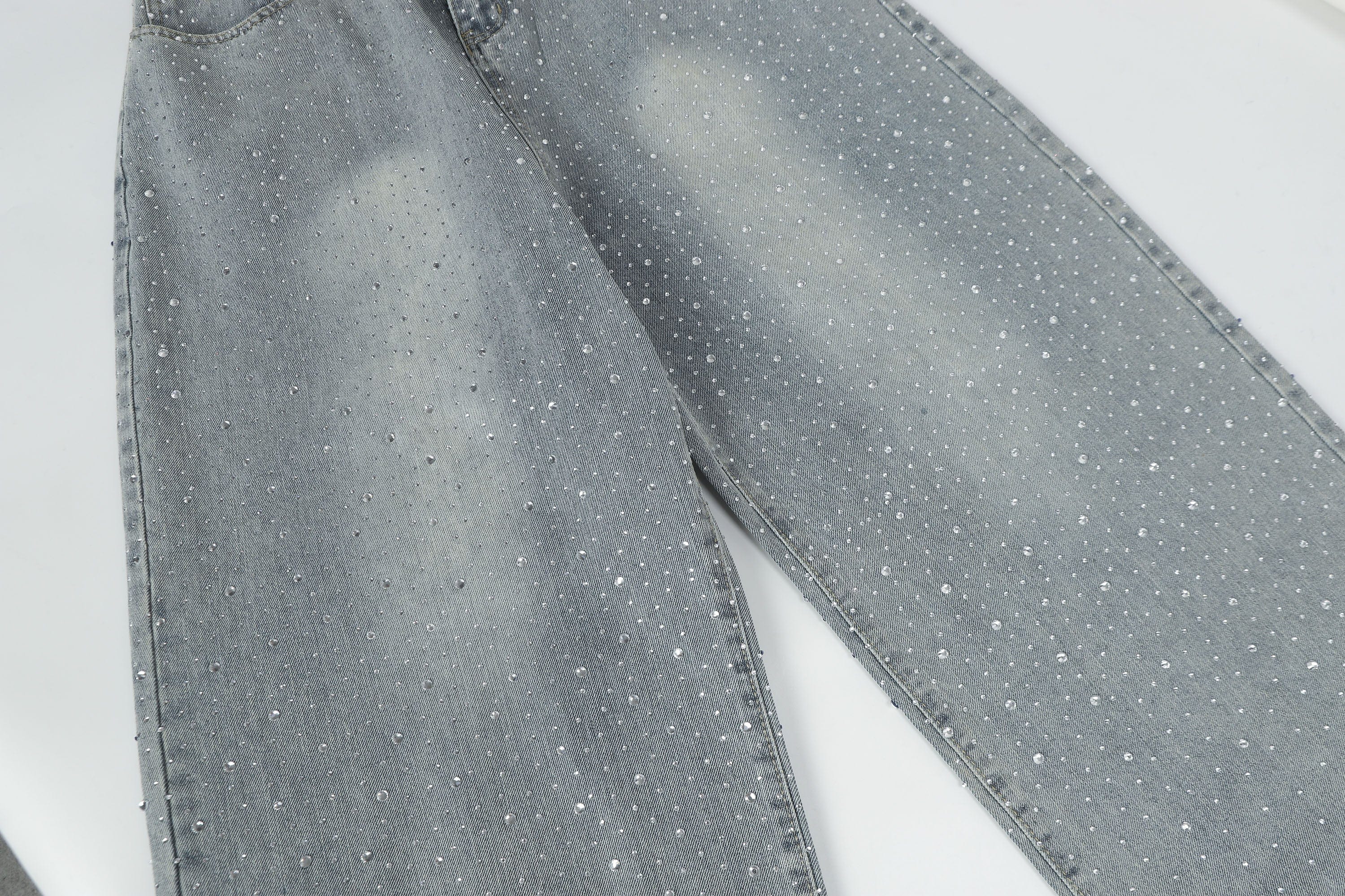 Light Wash Rhinestone Studded Jeans