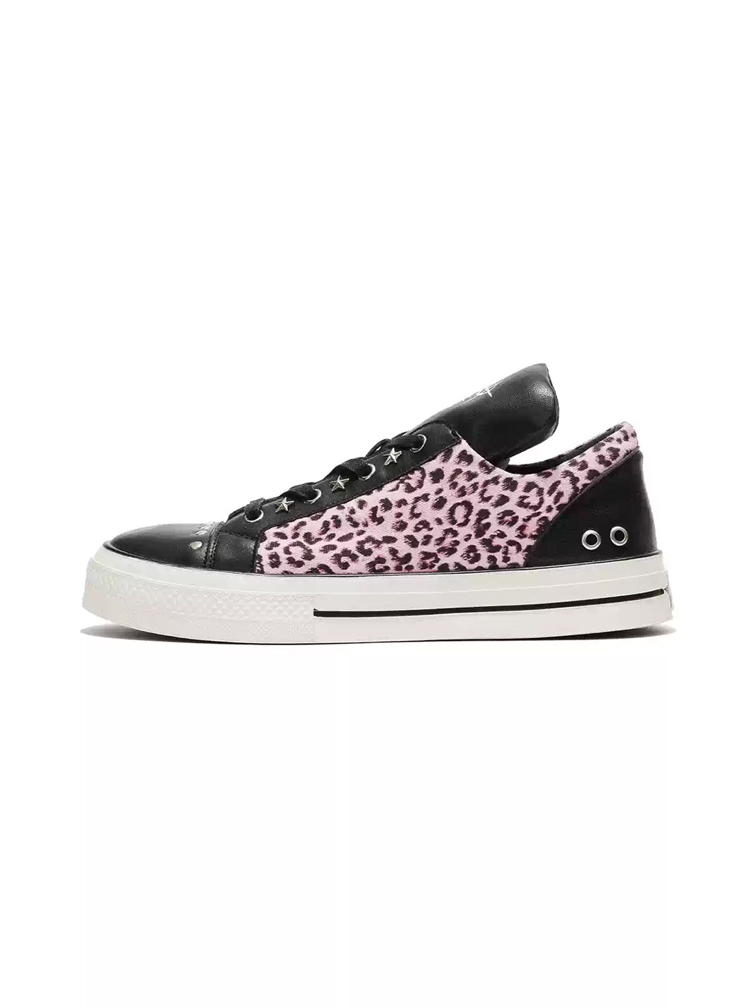 Pink Leopard Studded Platform Sneakers - view 1