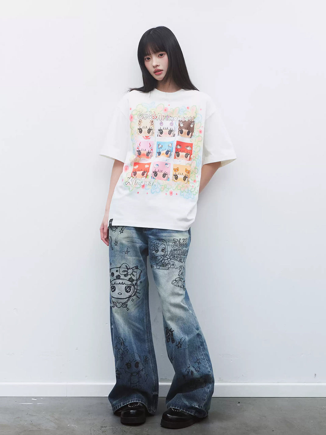 Cartoon Portrait Grid Tee — product view 4