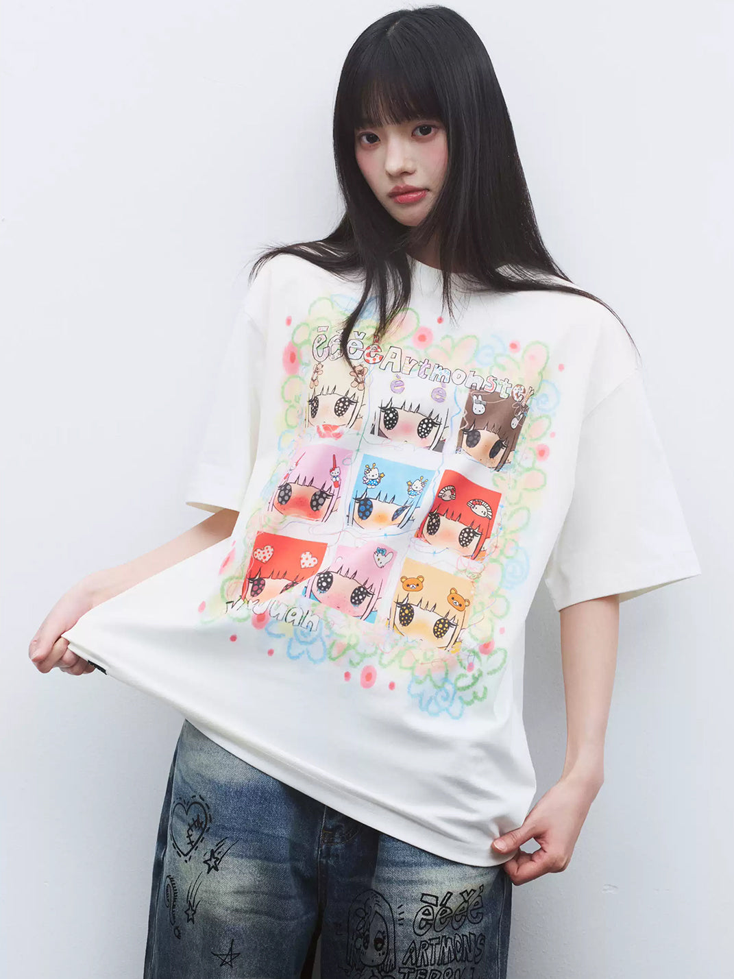 Cartoon Portrait Grid Tee — product view 5
