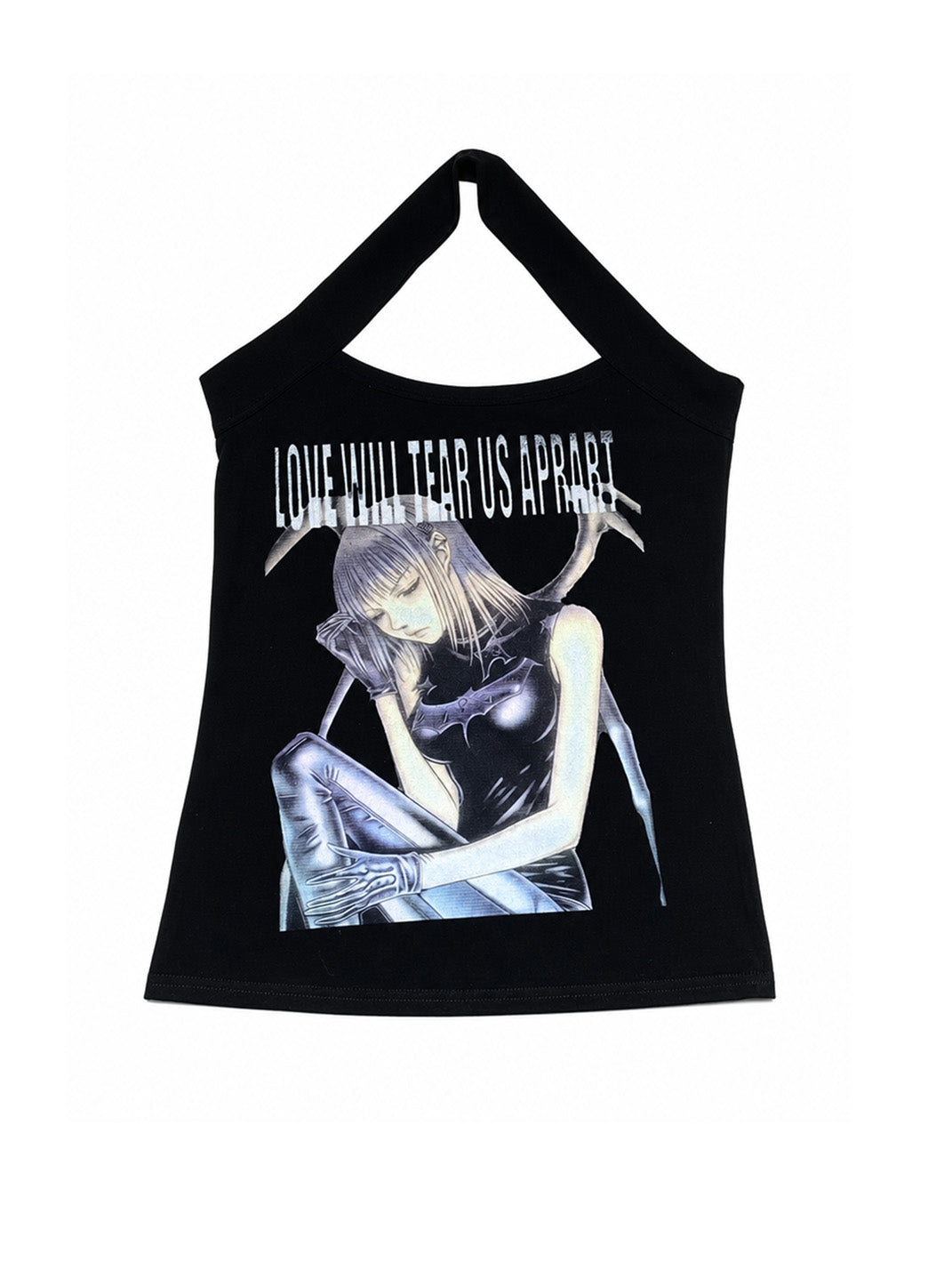 Blue Anime Graphic Halter Top — product view 1