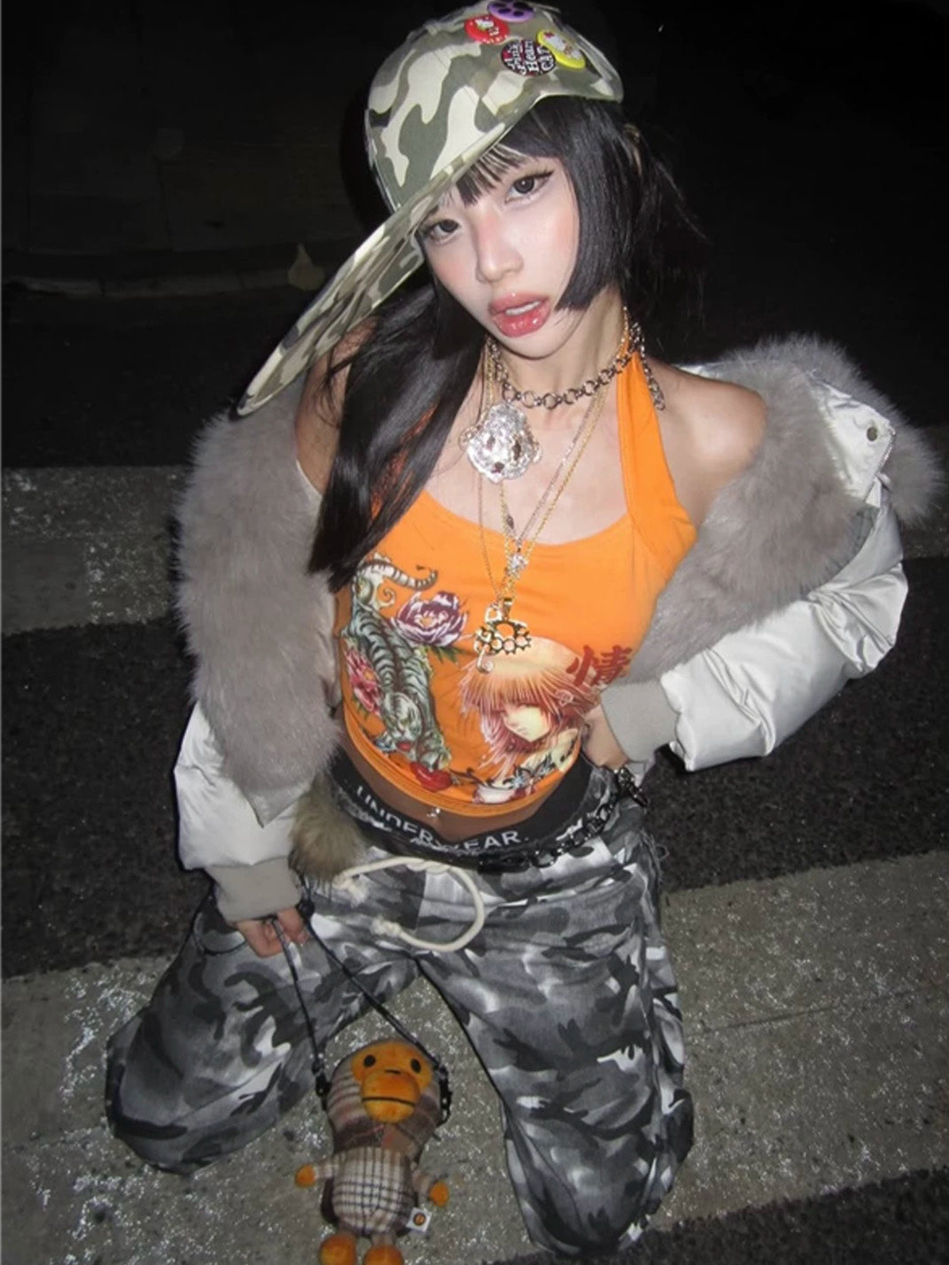 Orange Tiger Collage Cotton Halter — product view 5