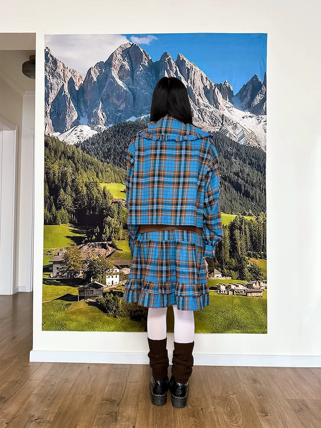 Ruffle-Collar Plaid Crop Shirt — product view 7