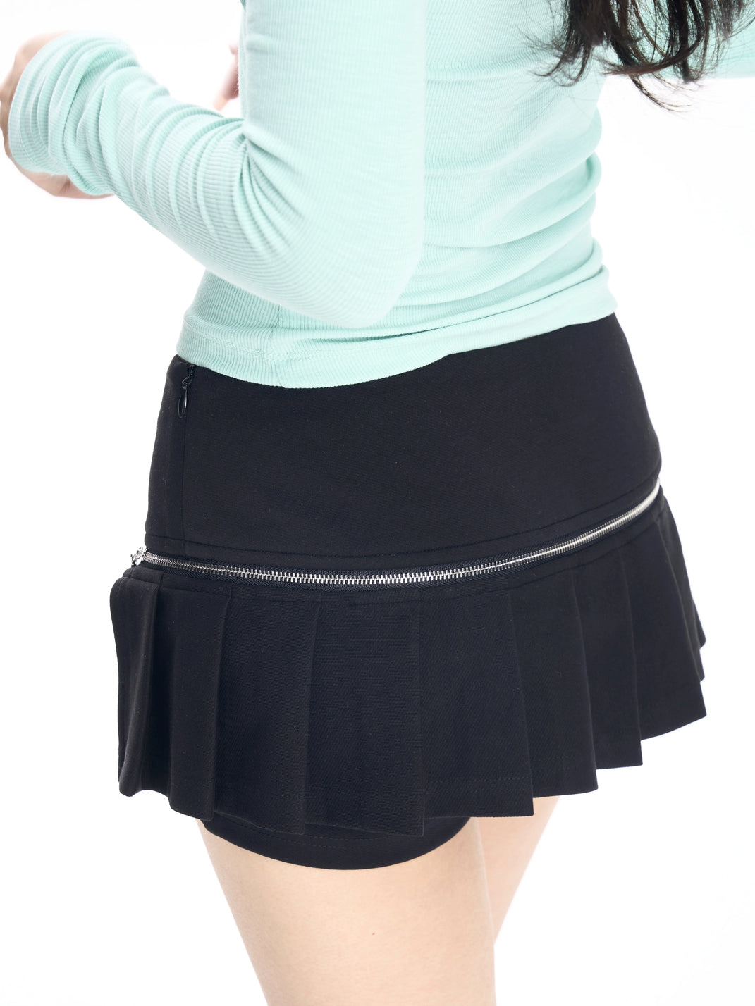 Zip-Off Pleated Panel Mini Skort — product view 2