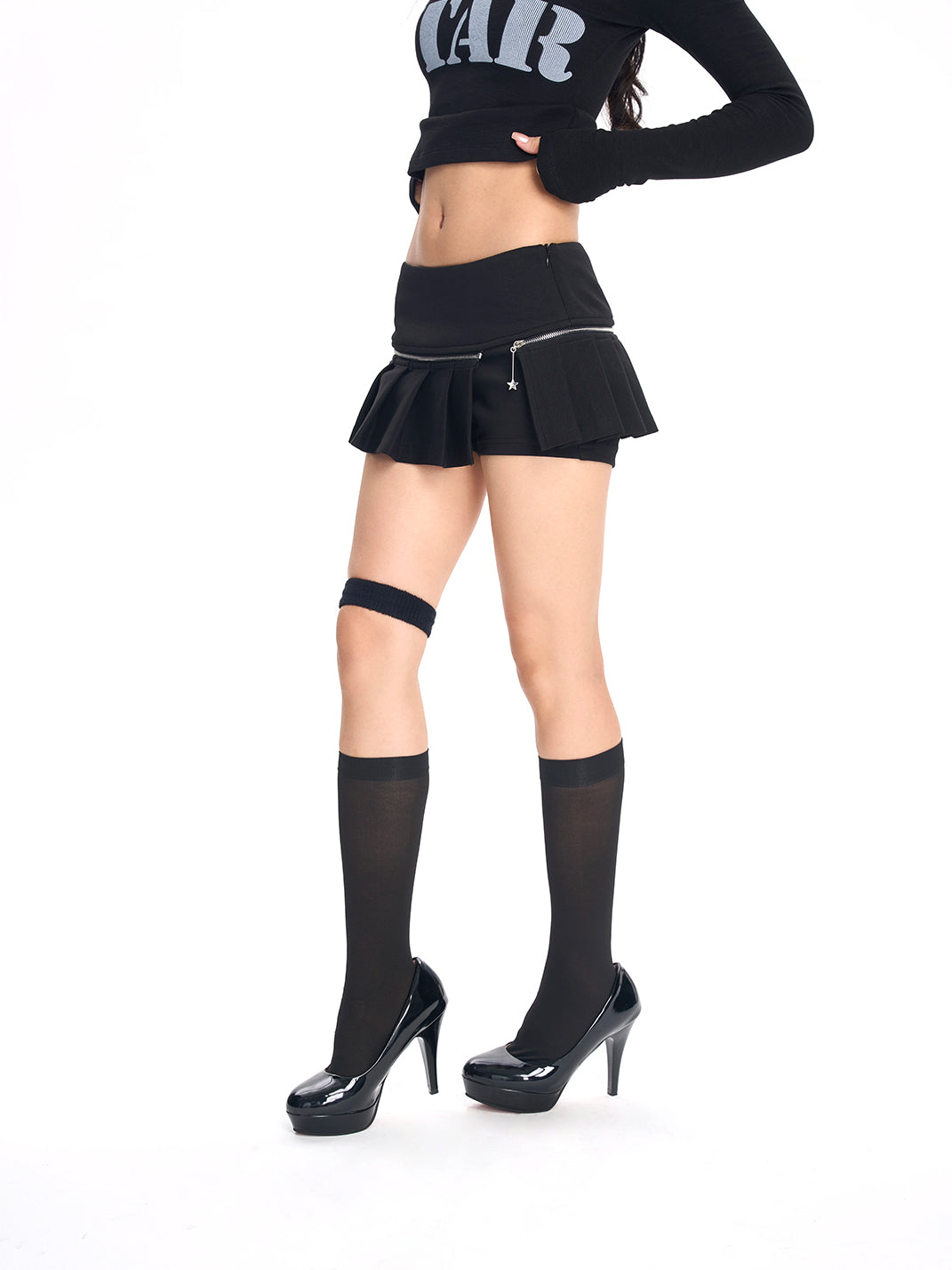 Zip-Off Pleated Panel Mini Skort — product view 3