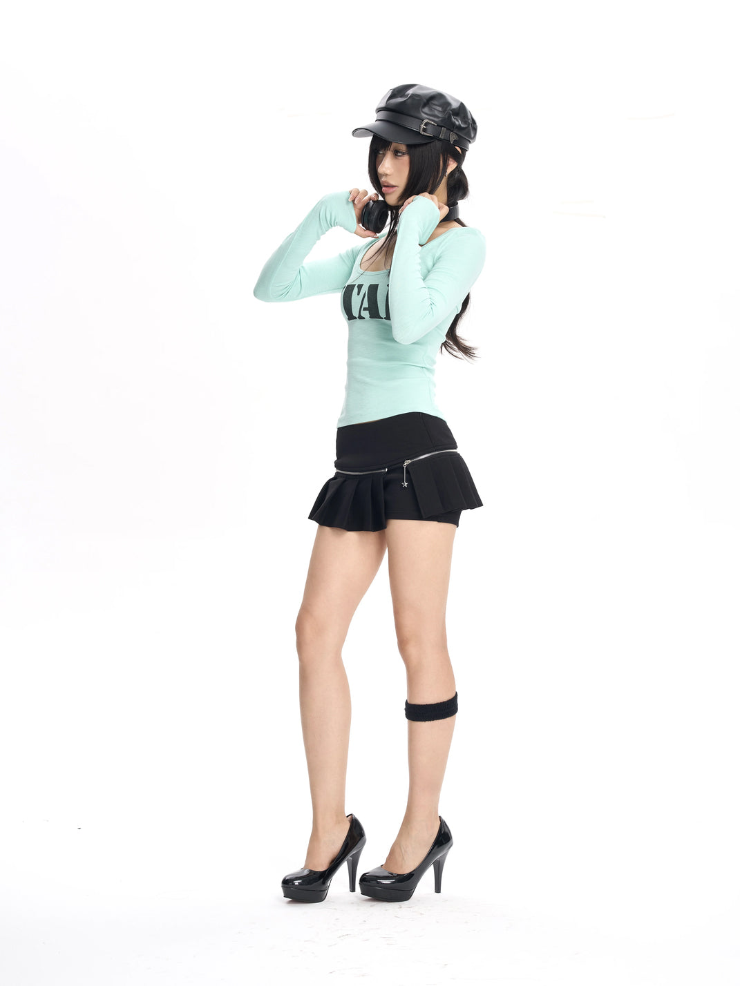 Zip-Off Pleated Panel Mini Skort — product view 5