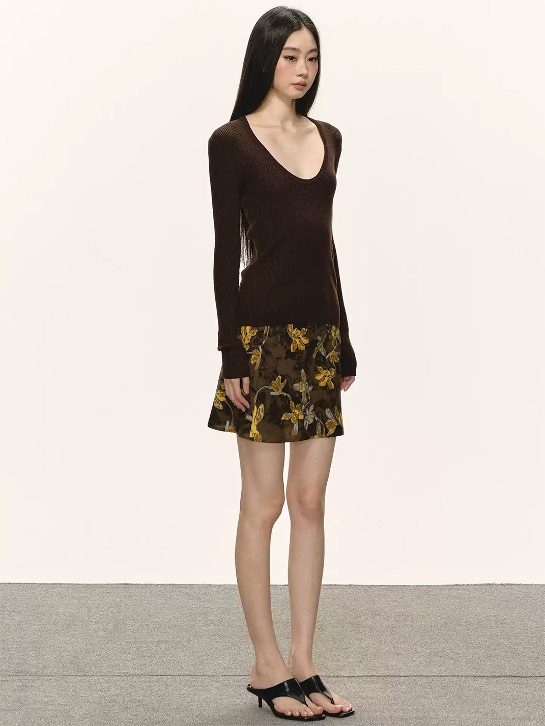 Golden Floral High-Waist Mini Skirt — product view 5