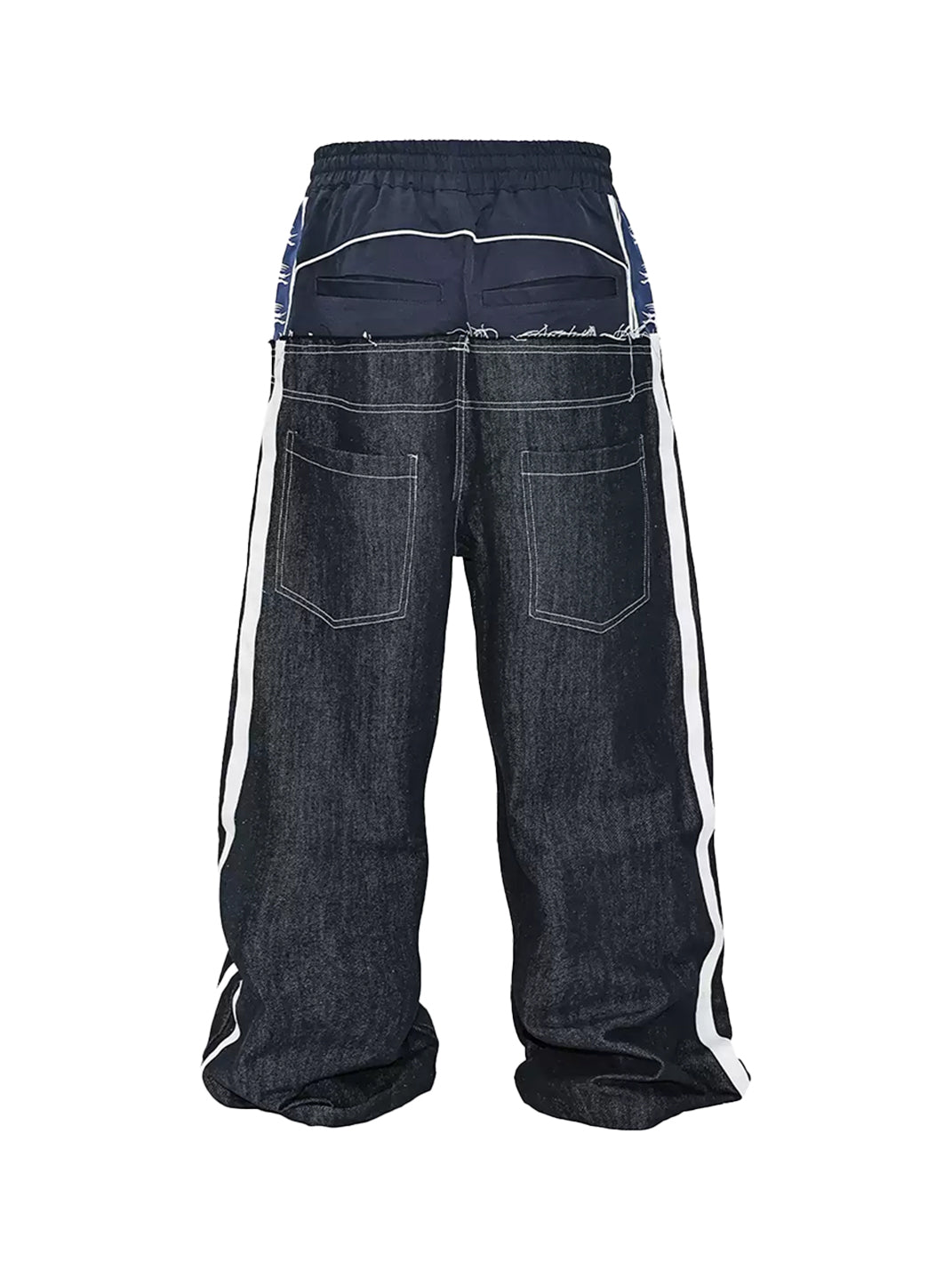 Denim-and-Sport Panel Drawstring Jeans — product view 6