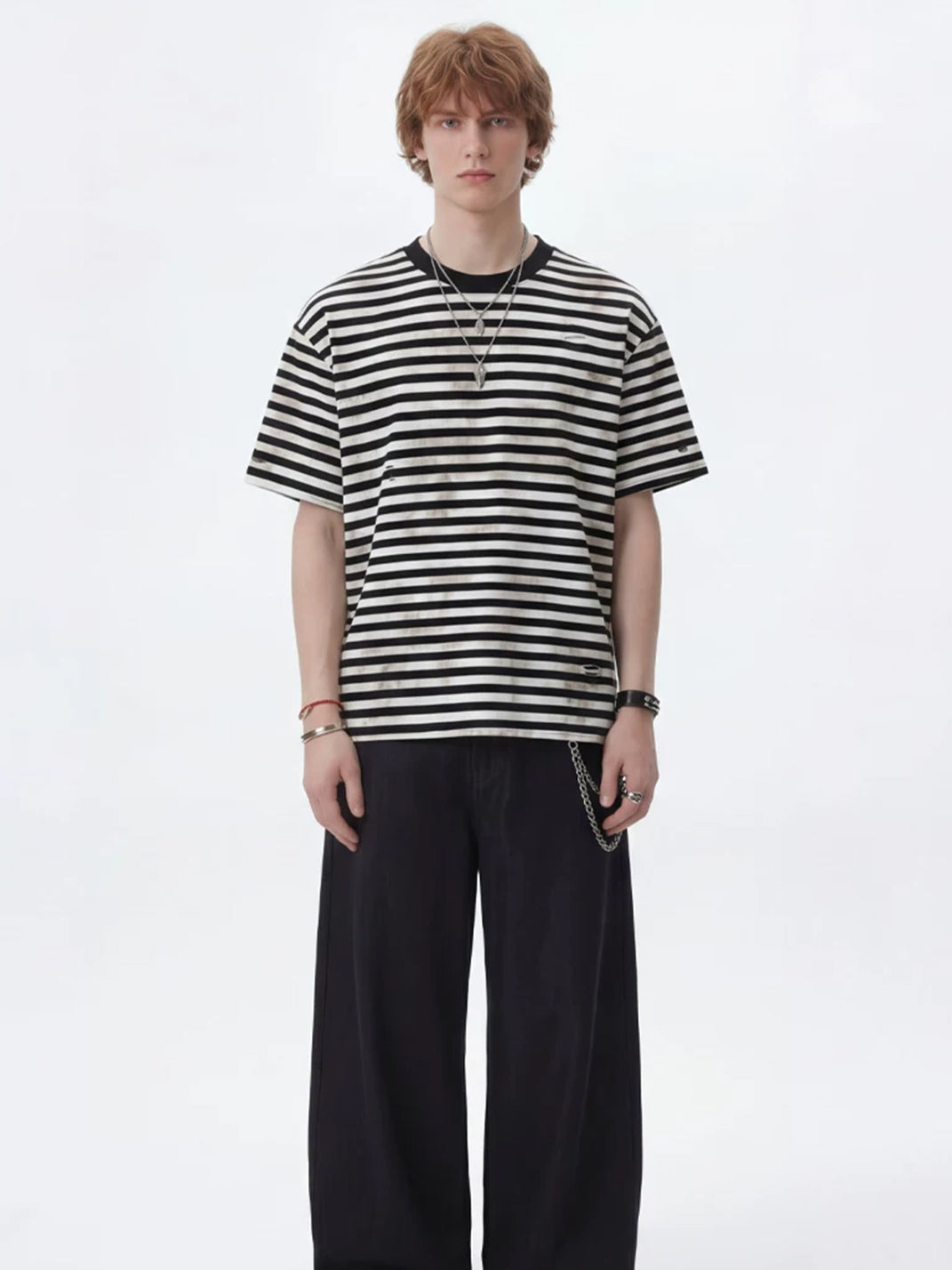 Weathered-Stripe Relaxed Crewneck Tee — product view 4