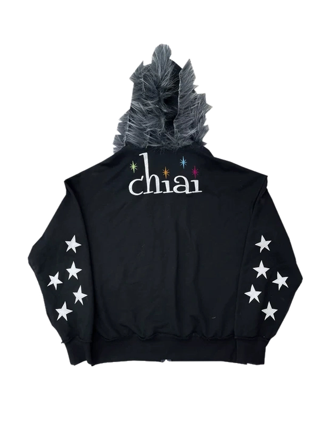 Star-Sleeve Embroidered Plush-Hood Jacket — product view 7