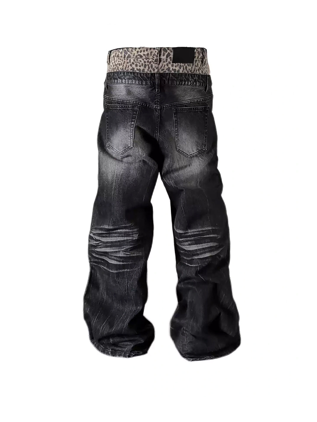 Leopard Double-Waist Faded Black Jeans — product view 6