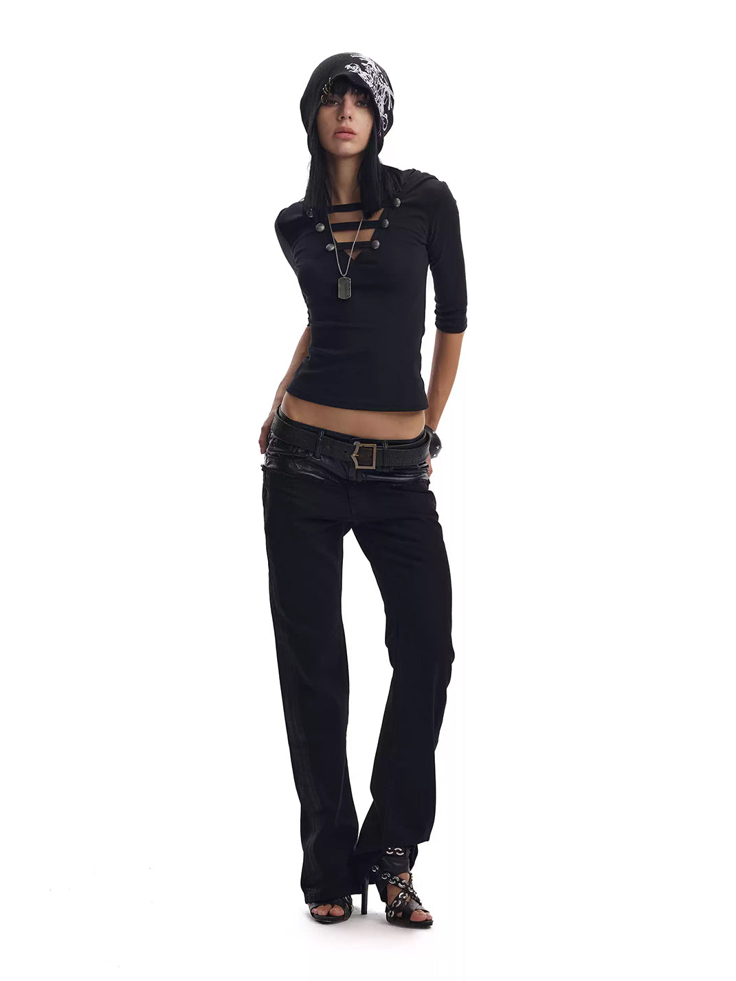 Wax-Seam Stacked Flare Jeans — product view 5