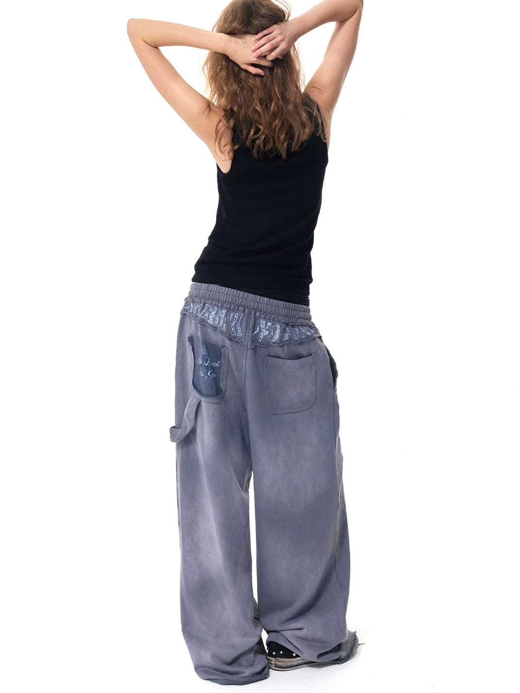 Washed Blue Patch Cotton Sweatpants — product view 5