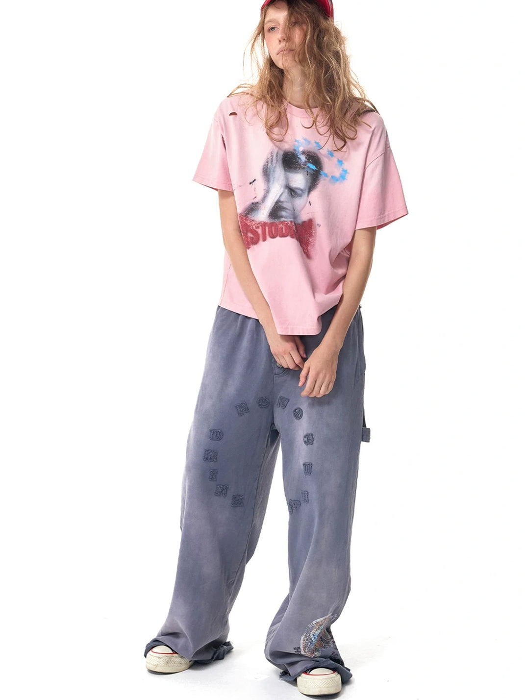 Washed Blue Patch Cotton Sweatpants — product view 8