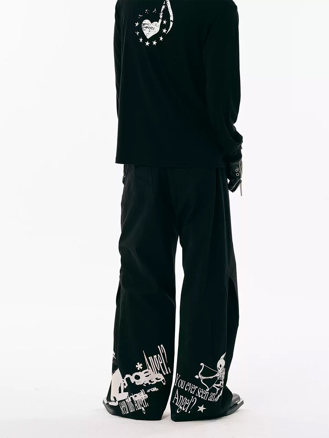 Angel-and-Skull Stretch Wide-Leg Pants — product view 2