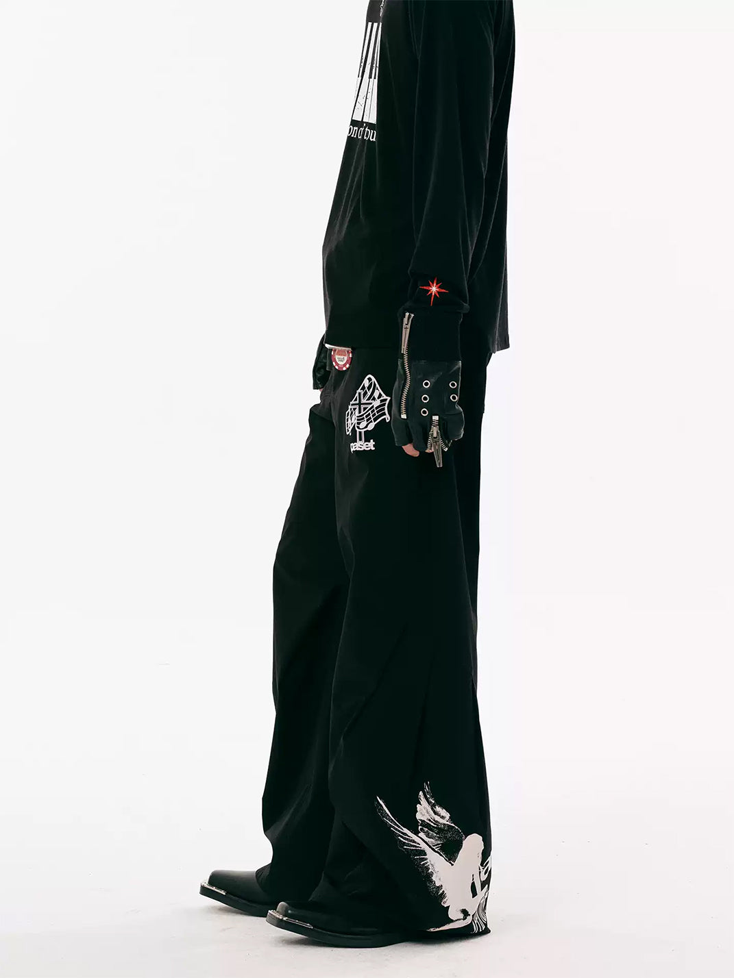Angel-and-Skull Stretch Wide-Leg Pants — product view 3