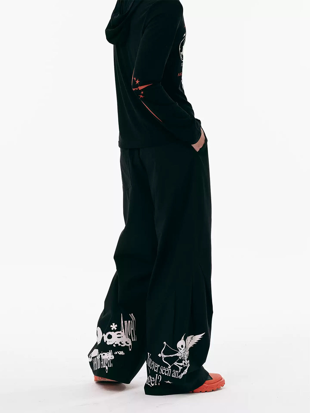 Angel-and-Skull Stretch Wide-Leg Pants — product view 4