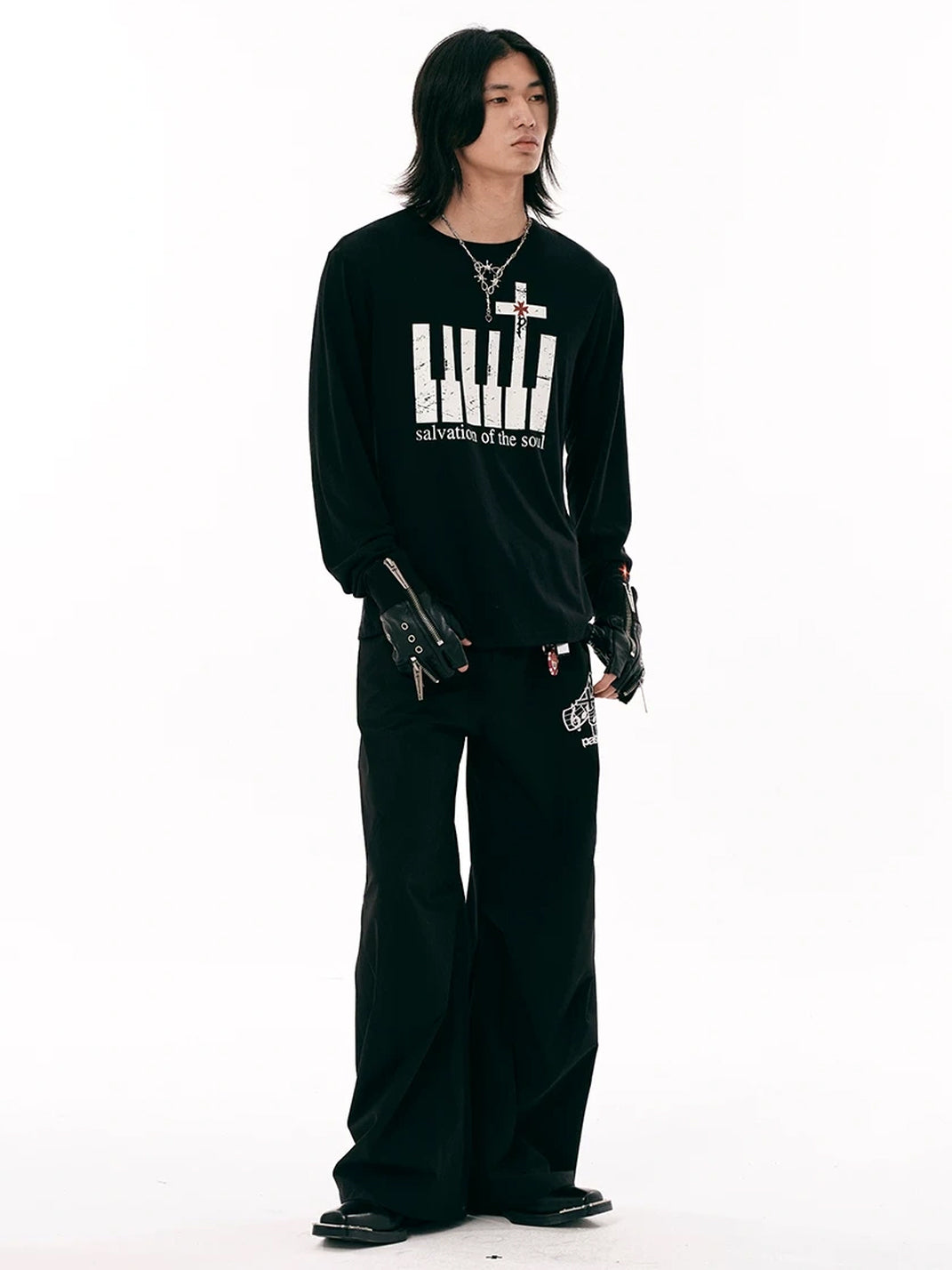 Angel-and-Skull Stretch Wide-Leg Pants — product view 8