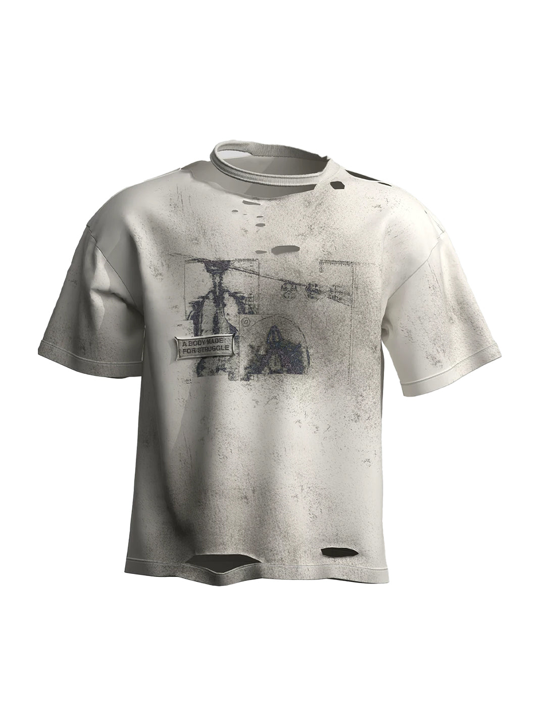 Aged Blueprint Graphic Distressed Tee — product view 1