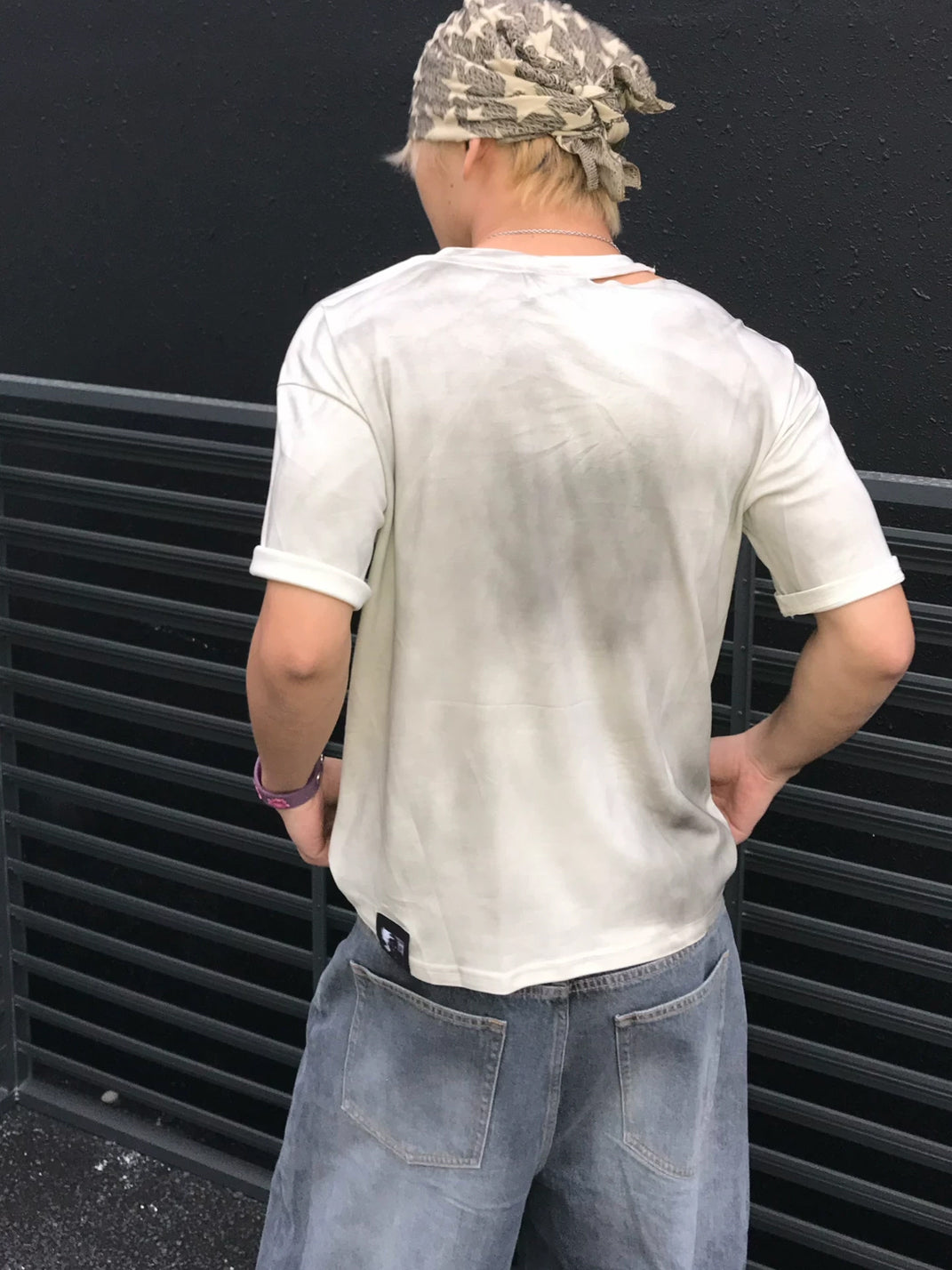 Aged Blueprint Graphic Distressed Tee — product view 4