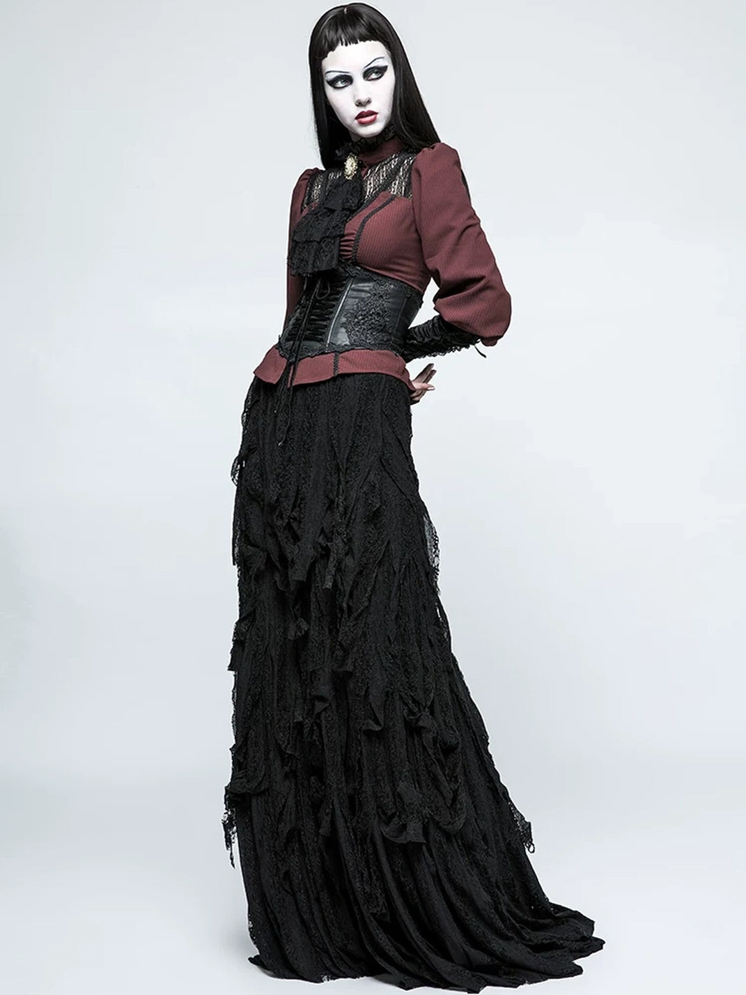 Scroll-Trim Lace-Up Corset Belt — product view 6