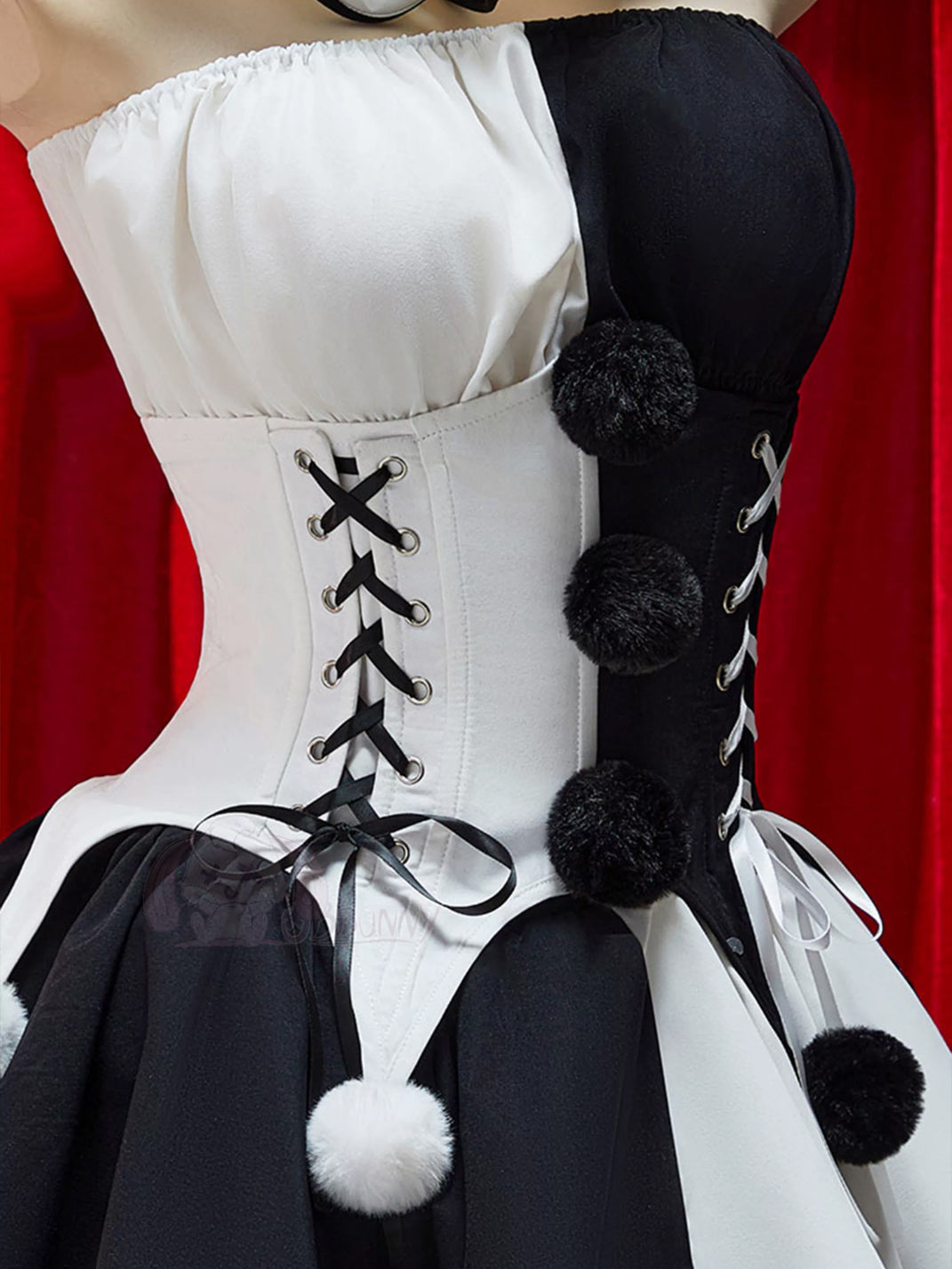 Monochrome Ruffle Jester Costume Ensemble — product view 5