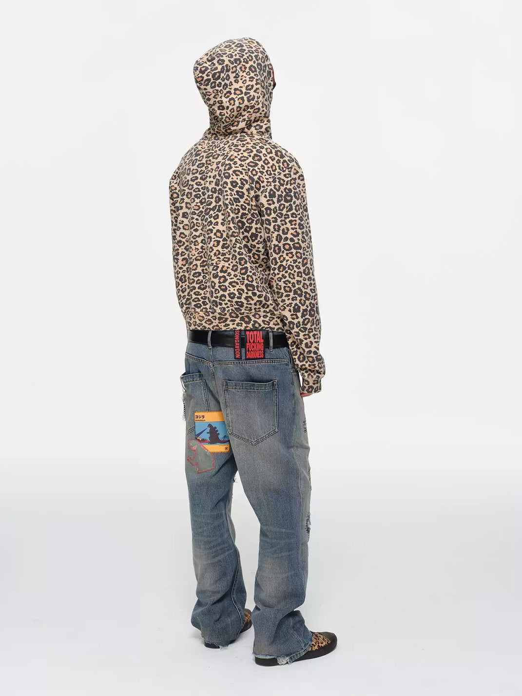Washed Leopard Cotton Zip Hoodie — product view 4