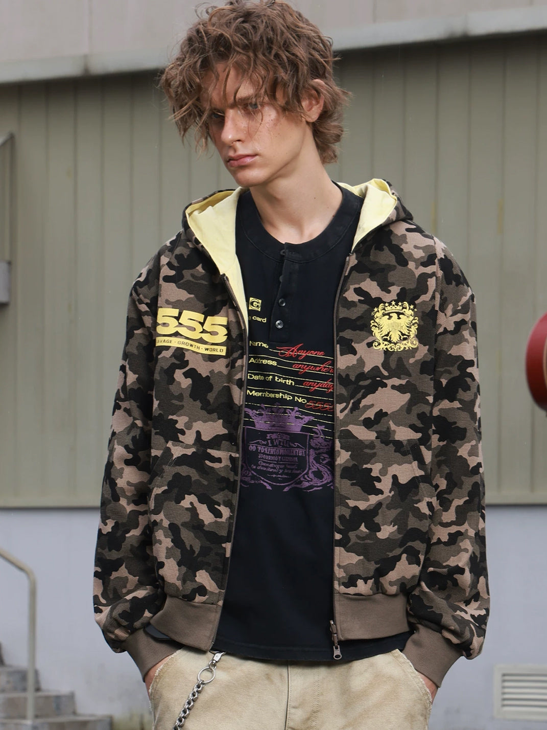 Reversible Camo Waffle Crop Hoodie — product view 2