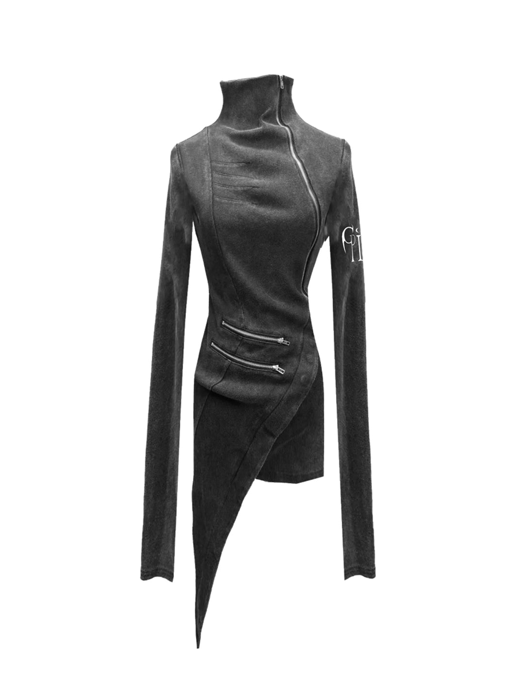 Asymmetric Zip-Detail Mini Dress — product view 1
