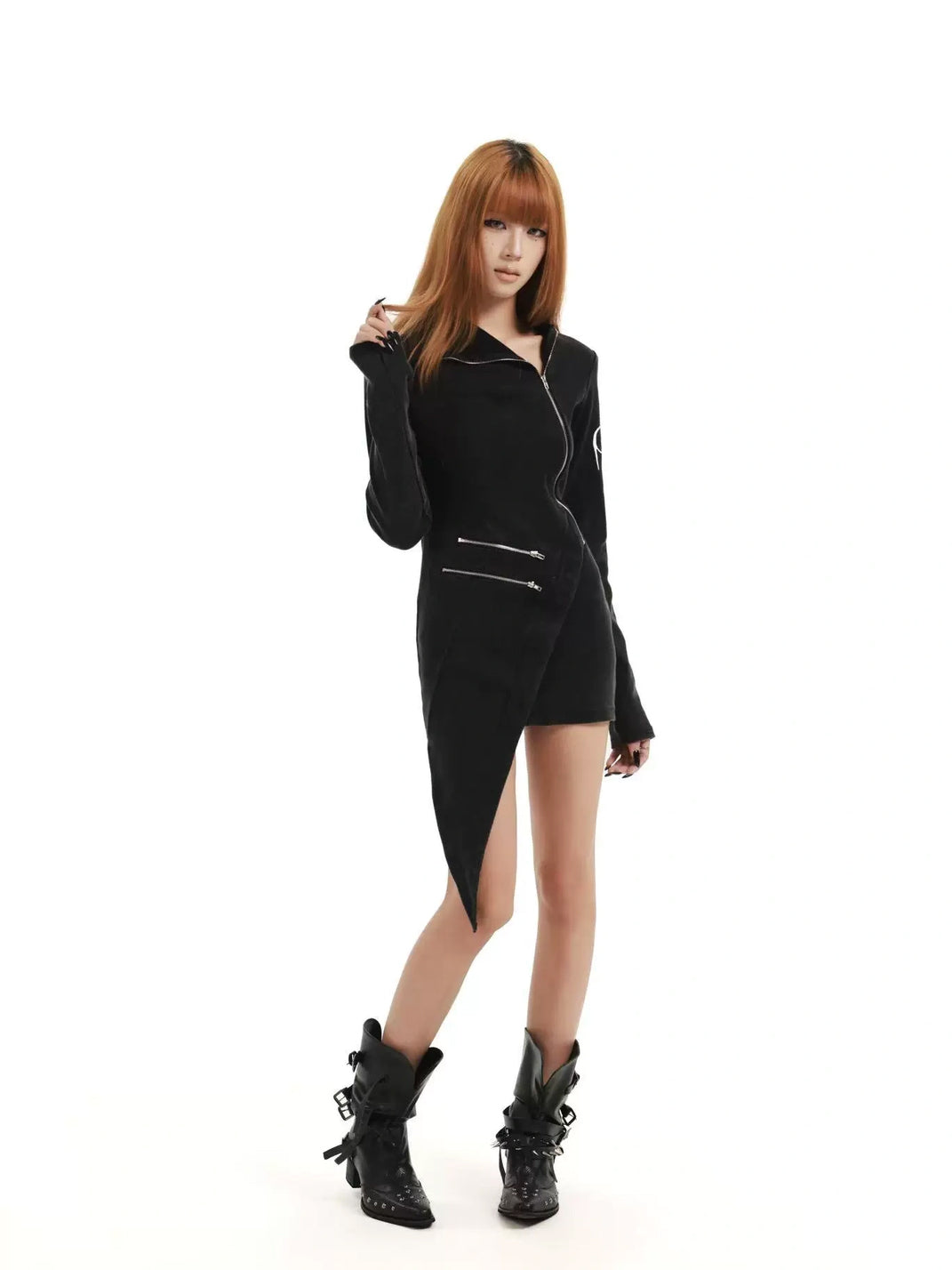 Asymmetric Zip-Detail Mini Dress — product view 8