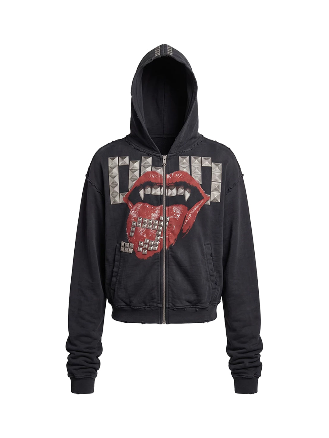 Fang Graphic Studded Zip Hoodie — product view 1