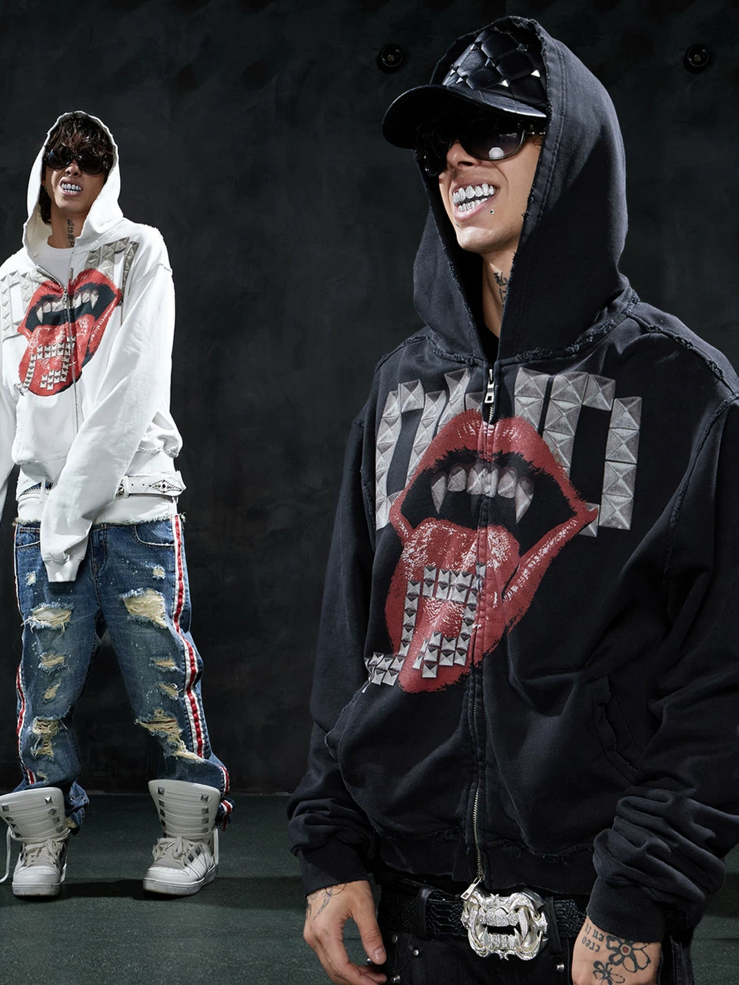 Fang Graphic Studded Zip Hoodie — product view 10