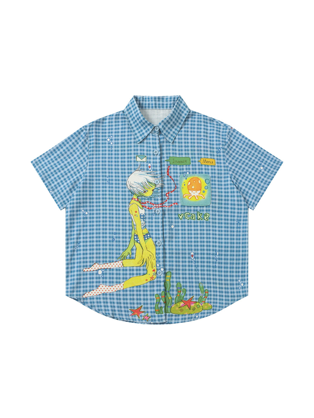 Ocean Doodle Plaid Camp Shirt — view 1