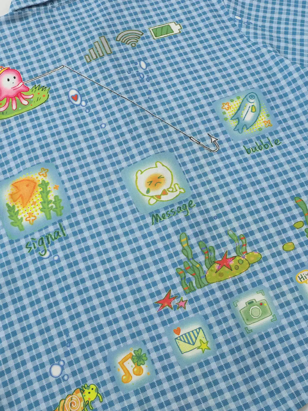 Ocean Doodle Plaid Camp Shirt — view 3