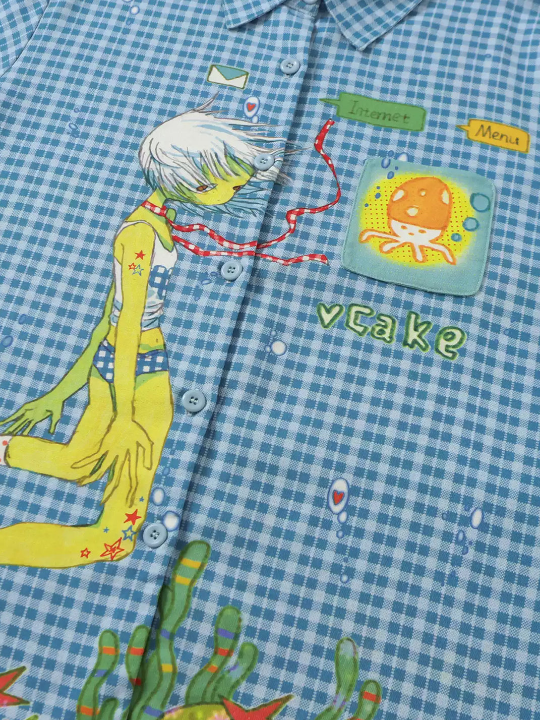 Ocean Doodle Plaid Camp Shirt — view 4