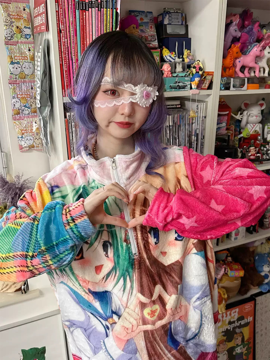 Anime Patchwork Half-Zip Lounge Fleece — view 3
