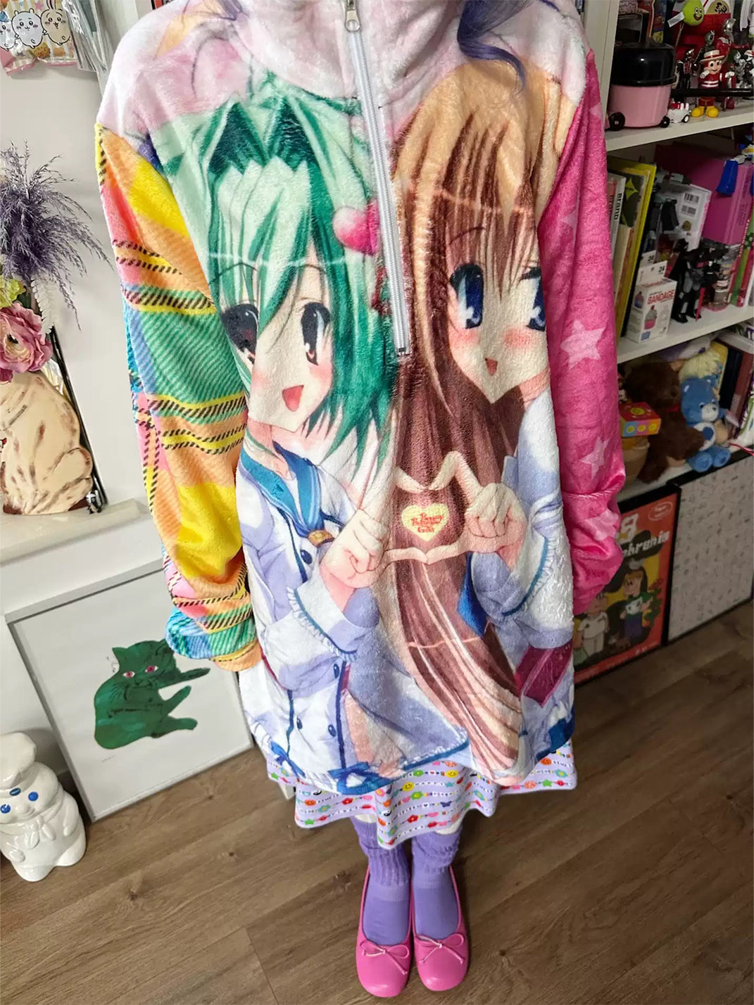 Anime Patchwork Half-Zip Lounge Fleece — view 6