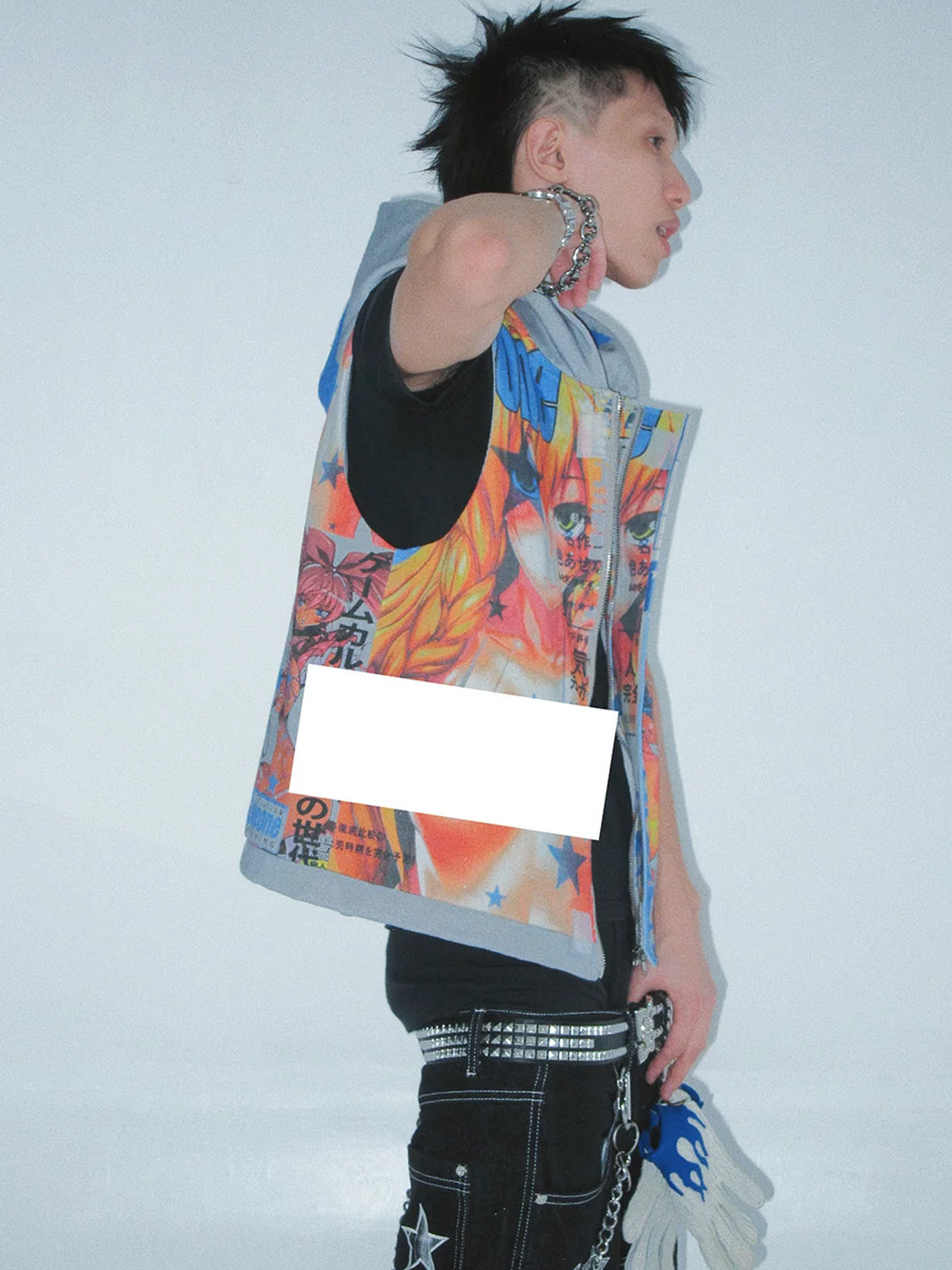 Anime Frame Zip-Neck Hooded Vest — view 3