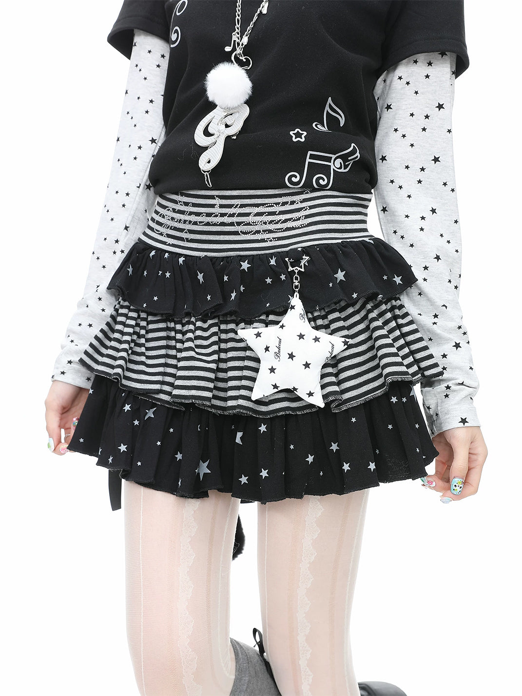 Starstripe Tiered Mini Skirt — view 3